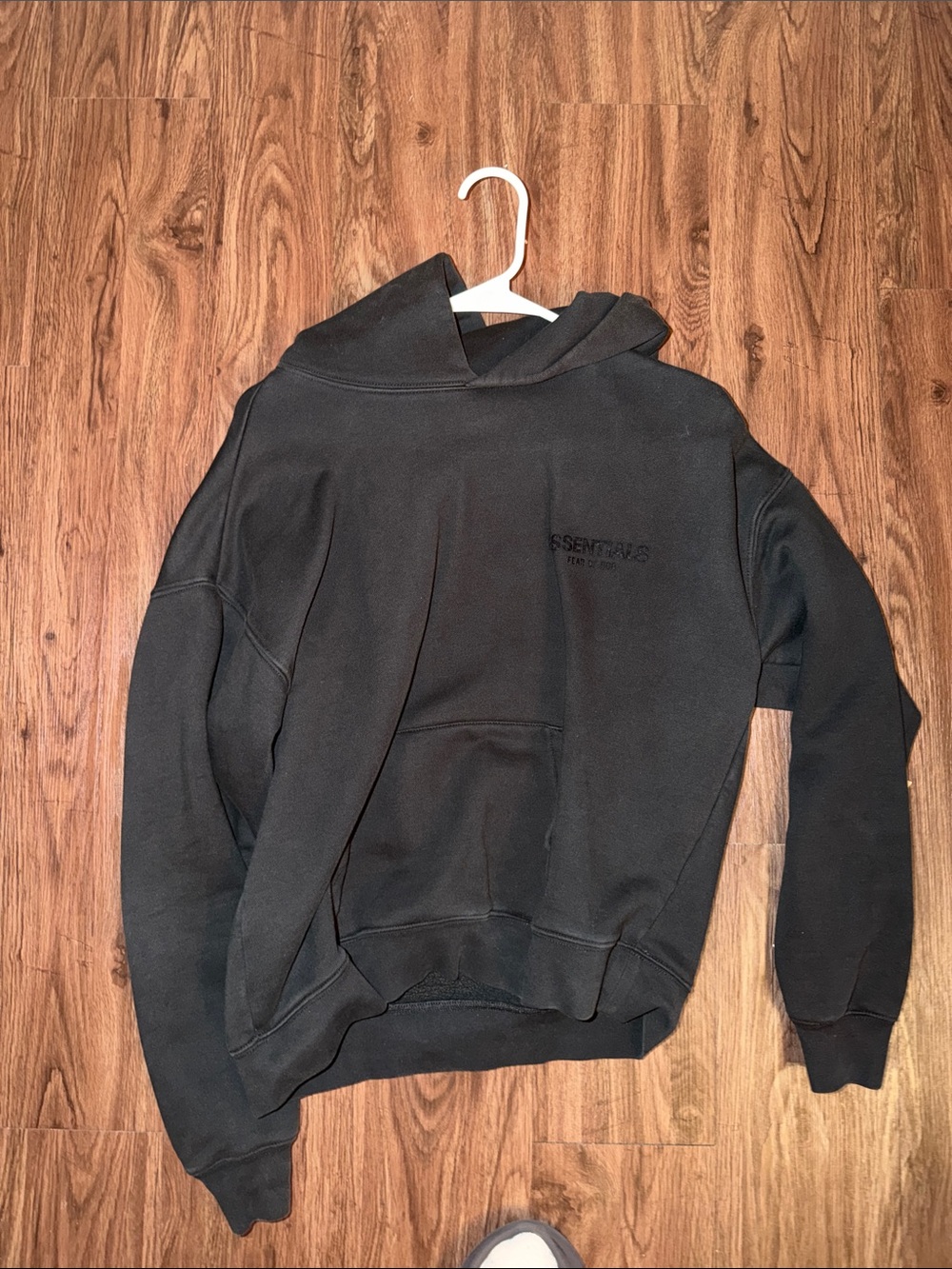 Essentials Black Hooded Pullover with Subtle Logo